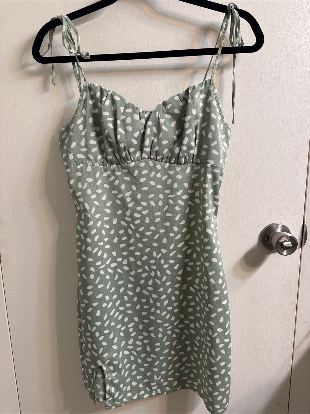 Polka Dotted Tie-Strap Mini Sun Dress Size S